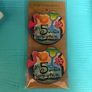 It’s Five O’clock Somewhere Car Coaster set!